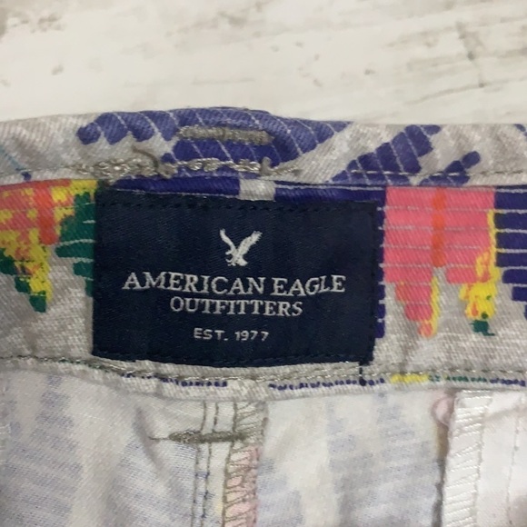 𝅺t33 American Eagle Midi Flat Front Aztec Printed Sz 4 Biho Festival Fair - Picture 15 of 16